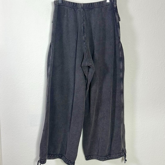 NWT FREE PEOPLE FP One Bohemian Wide Leg Barrel Arden Knit Pants Washed Black XL - Picture 7 of 12